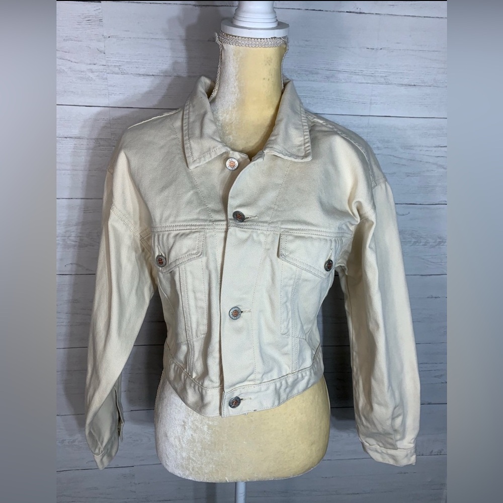 Katana of Texwood beige cropped denim womens jacket size M